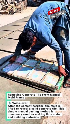 Removing Concrete Tile From Manual Mold Frame #tile #cement #construction