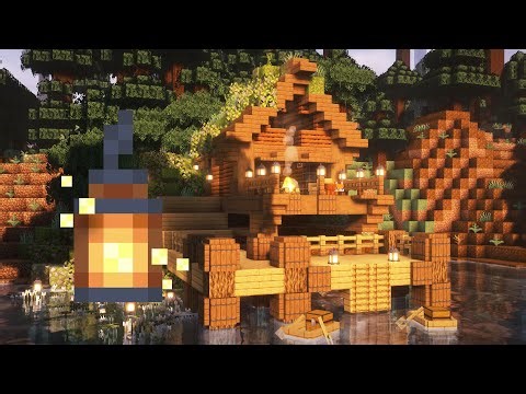[Minecraft] How To Build A Simple Mossy Cozy Cabin House Dock Tutorial