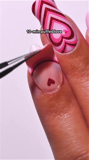 10-Minute Puff Love Nail Design for Valentine's Day