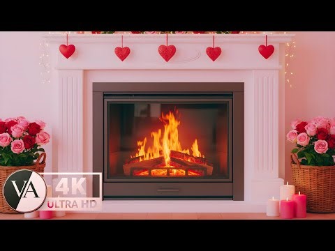 Valentine Fireplace 4K ❤️ Cozy Romantic Fire | Love Ambience