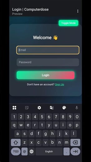 "Animated Login Page with Dark/Light Mode Toggle 🌗✨ | HTML & CSS" #codelife #codecademy #codecamp
