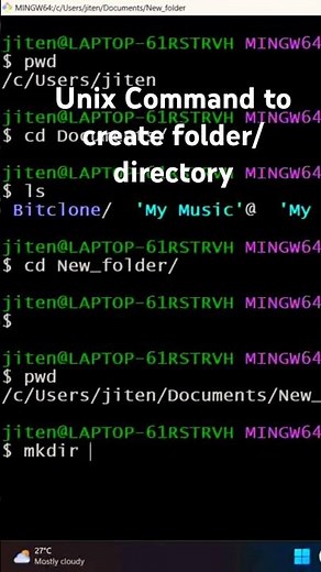 Linux command to create folder/ directory #excel #linux_tutorial