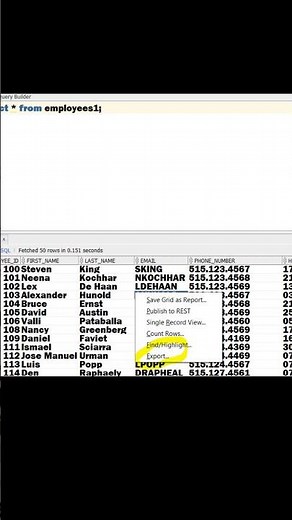 Export excel file in oracle sql #etl #sql