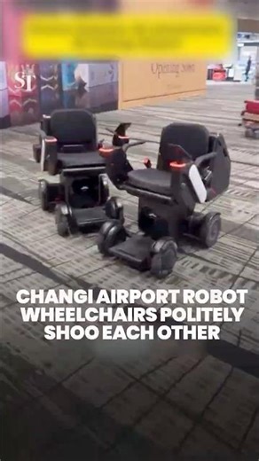 Changi Airport robots politely wait for the other to move out of the way