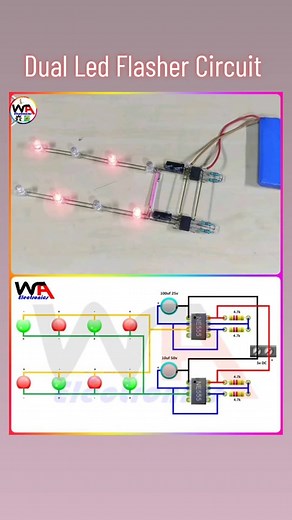 Dual Led Flasher Circuit Using NE555 Timer Ic... #ne555 #ne555timer #electronicproject #electronicsprojects #electronica #electronic #electronics #electrical #diyproject #diy #handmade #studytok #foryou #fyp #viral #waelectronics