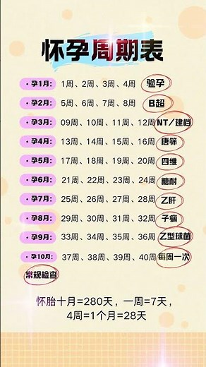 准妈必存❗️ 超全怀孕周期产检表 正在备孕或刚怀孕的姐妹看过来#怀孕产检 #孕妈 #产检攻略 #孕期知识