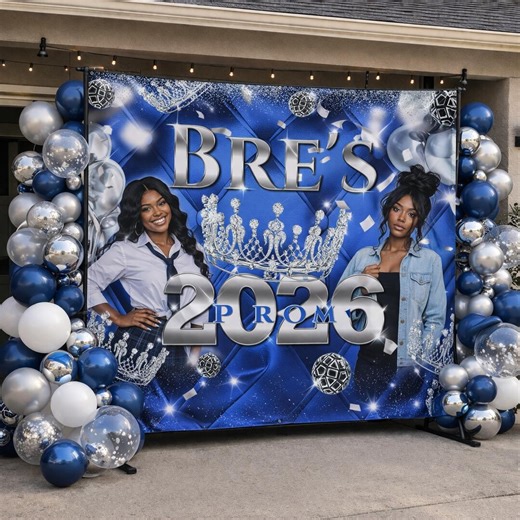 Blue and Silver Prom Send off Backdrop Prom Step and Repeat Prom Send off Welcome Sign Class of 2026 Champagne Party Backdrop Prom Banner - Etsy