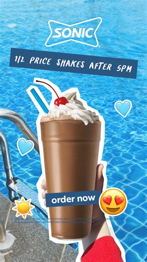 This evening could be a memory, or the start of a routine, with half price Shakes. Available for a limited time. | Sonic Drive-In | Facebook