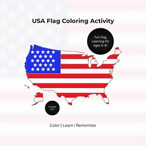 USA Flag Coloring Activity for Kids | Printable Geography Coloring Worksheet | Instant Download - Etsy