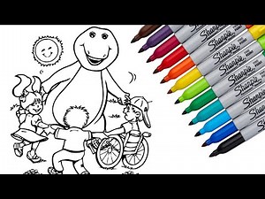 🦖🤞🏻 Barney And Friends 🧒🏻🎨👧🏻Dinosaur | Coloring Cartoon | For kids | Tutorials | Painting | Coloring