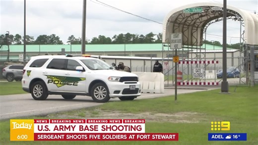 18K views · 127 reactions | #BREAKING: An army sergeant has opened fire on his colleagues at an army base in the state of Georgia, with five soldiers now in hospital. #9Today | WATCH LIVE 5.30am | TODAY | Facebook
