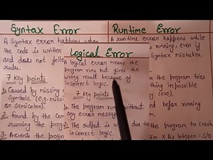 Difference between Syntax Error, Runtime Error, Logical Error.