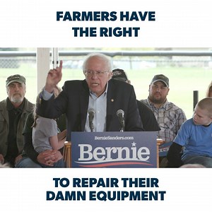 243K views · 2.5K reactions | Are you ready for something truly insane? Farmers aren’t allowed to repair their own tractors without paying an authorized John Deere repair agent. I think the person who bought that machinery has a right to fix that damn piece of machinery. | Bernie Sanders | Facebook