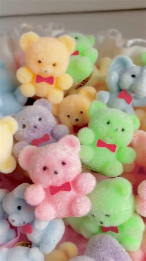 Vintage Mini Flocked Bear Figurine: 1980s Fuzzy Animal With Red Bowtie - Etsy