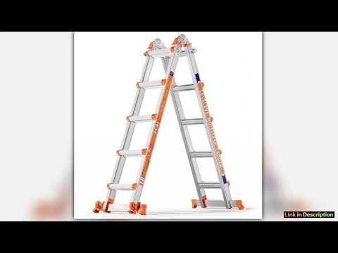 LEVELEVE Telescoping A Frame Ladder 17FT Multi Position Ladder with Stabilizer Bar Wheels330 lbs Se