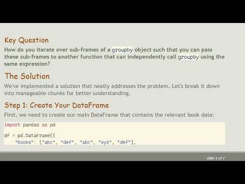 Mastering groupby in Pandas: How to Efficiently Apply Grouping to Sub-frames