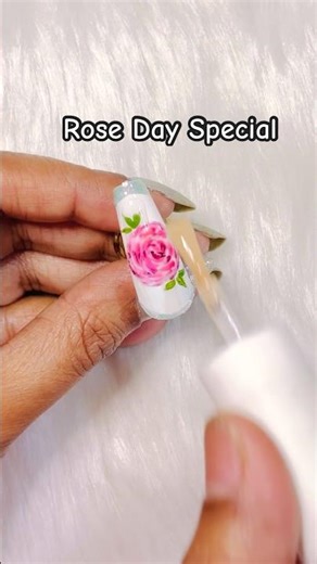 Rose Day Special | Easy Brush Nail Art Tutorial for Beginners | Valentine Nails #shorts #nailart
