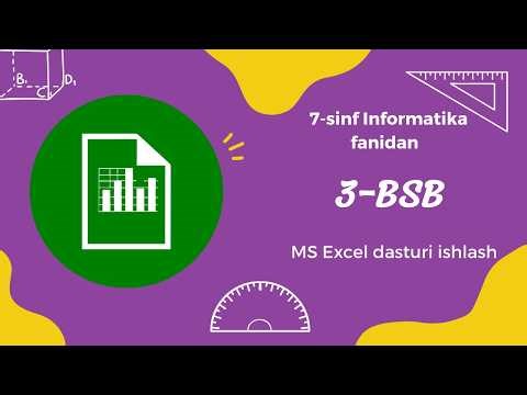 7-sinf Informatika 3-BSB Amaliy Yechim | Excel formulalar va diagramma