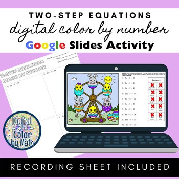 Digital Color by Number: Two-Step Equations - Spring - Easter