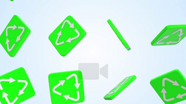 Recycle Icons Falling on a Light Blue Background. Reuse Symbol 3D Animation. 4K Stock Video Footage - Alamy