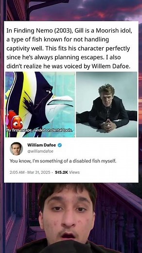 In Finding Nemo (2003), Gill is a Moorish idol, a type of fish known for not handling captivity well