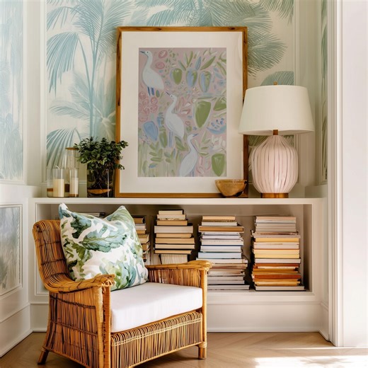 Coastal Egret Print: Tropical Bird Wall Art, Pastel Beach Decor - Etsy