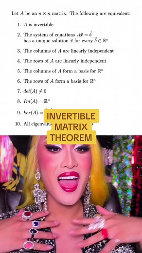 Wrapping up the linear algebra series with this key theorem that ties together all the ideas we’ve seen so far! What a beautiful theorem — if you want to practice, try proving this theorem yourself from scratch! And check out my blog for more info! #linearalgebra #math