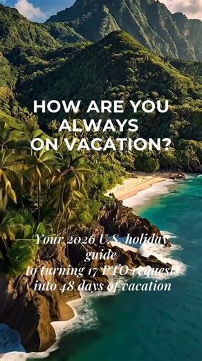 Girls Who Love Travel | Building a Travel Community on Instagram: "Save this post for how to turn 2 weeks of PTO into 48 days of vacation in 2026. Strategic holidays. Smarter planning. More trips. #travelsmarter #travelcalendar"