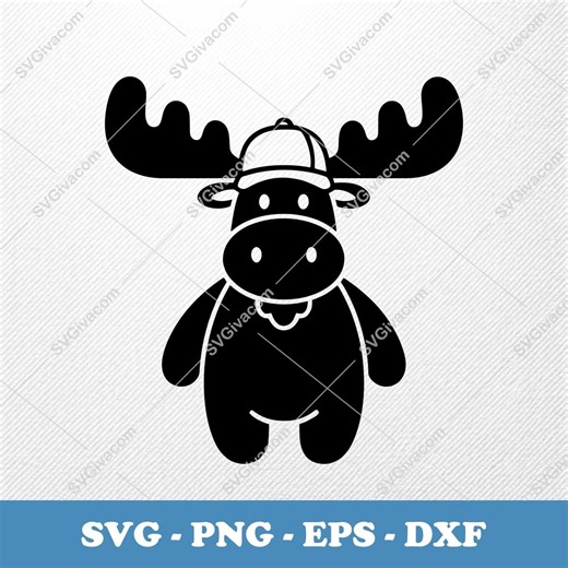 Moose in a Cap SVG | Puffy Art Vector Clipart | PNG Dxf EPS Files | Cricut Silhouette - Etsy