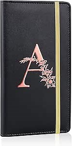 MHJY Checkbook Covers for Personal Checkbook, RFID Blocking Checkbook Holder Alphabet Checkbook Cover for Duplicate Checks, Black A