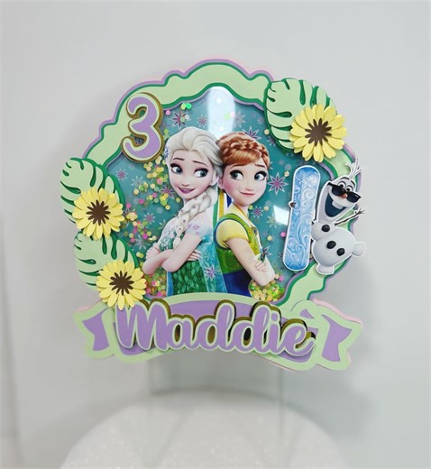 Frozen Fever Cake Topper/elsa and Anna Decoration/frozen in Summer Cake Topper/frozen Theme Party - Etsy