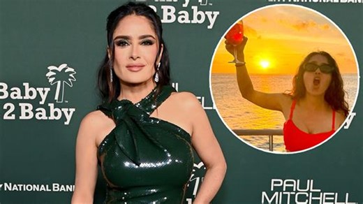 Salma Hayek Strips Down to Red Bikini to Celebrate 59th Birthday