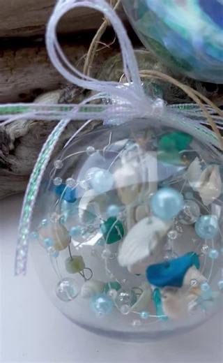 Handmade Sea Glass Christmas Ornament: Beach Shells & Beads - Etsy