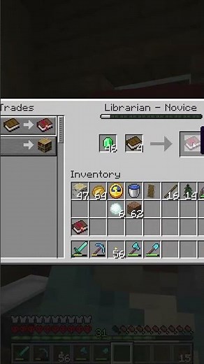 Efficiency Five from Librarian Villager in Hardcore Minecraft
