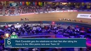 The crowd goes wild... yes, it can only be a Mark Cavendish win! 🔥🙌🏽 The home favourite takes the 10km points race on the final lap to the delight of the fans! | Six Day Cycling