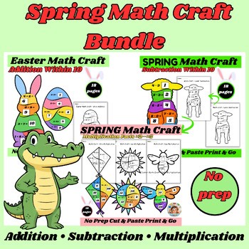 Spring Math Craft Bundle Addition Subtraction Multiplication Cut and Paste