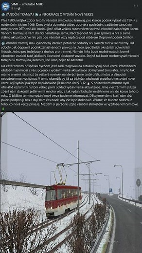Simt Simulator - Vánoční tramvaj - Odložení vydání nové verze - Info z oficiálního FB - 28.11. 2024