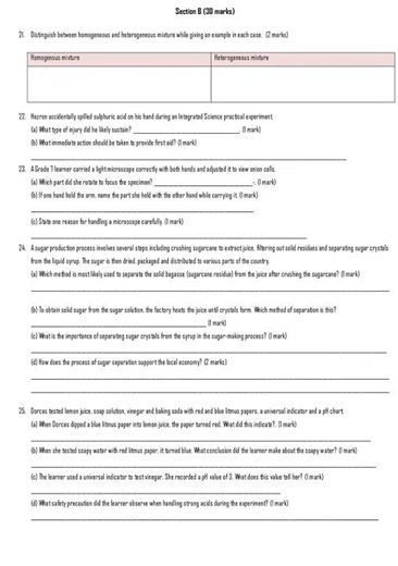Grade 7 Integrated Science Paper 1 End of Term 2 2026 Exam with Marking Scheme