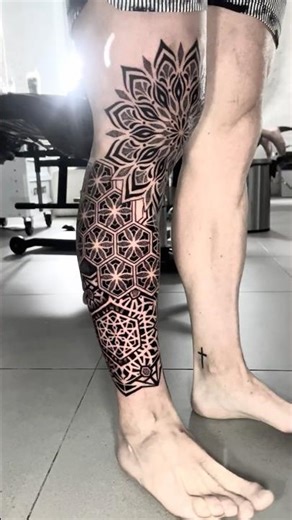 🔷 Mandala Geometric Leg Sleeve Tattoo | Knee Mandala Sacred Geometry Design 🔷