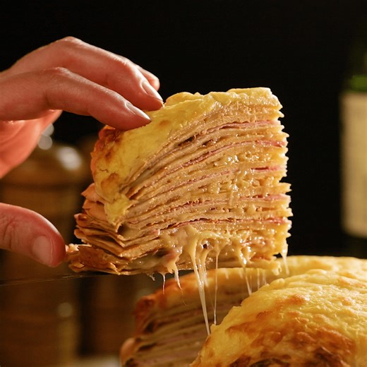 Ham & Cheese Savory Crêpe Cake