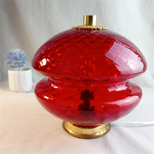 Vintage Table Lamp 1960s Red Glass & Brass Desk Light by Jablonec Glassworks Czechoslovakia EU 220v E14 Bulb - Etsy