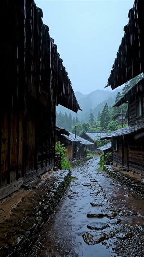 Heavy Rain on Old Wooden Houses 🌧️ Relaxing Nature Sounds