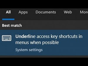 How to underline shortcut keys (Windows 10)