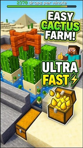 EASIEST Automatic Cactus Farm in Minecraft! #Minecraft #MinecraftBuilds
