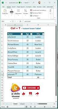 Excel Tips | Convert Data to Table in Seconds! | jz skills channel | #shorts, #youtubeshorts #excel