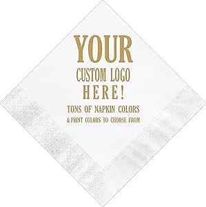 Personalized Napkins Custom Logo Artwork Design Monogram Monogrammed Printed Napkins Wedding Company Corporate Business Event Party Art Work,50pcs (5"x5") Names Luncheon Dinner Decoration