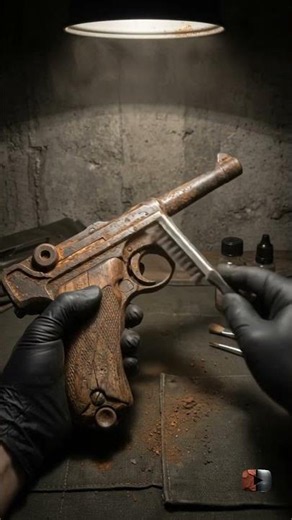 Restoring a P08 German Luger of WW2 After 80 Years 🔥🔫 #Shorts