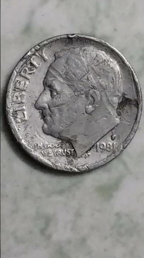1981 P Roosevelt Dime error coin (struck through grease)