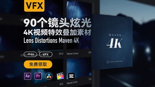 90个镜头唯美炫光/光斑叠加特效视频素材 Lens Distortions Maven 4K