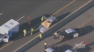 Flying trailer wheel hits vehicle killing driver on Highway 401 in Scarborough